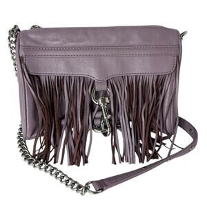 Rebecca Minkoff Lavender Boho Fringe Mini MAC Chain Strap Crossbody